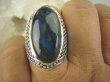 bpe6367 EGZOTYCZNA DAMA !!! Orientalny Masywny 17 g ! Duży Pierścień Labradoryt Spektrolit - kamień Zorzy Polarnej r.21/ r.22 Srebro 925 # - 5