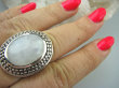 bpe5733 Biżuteria Egzotyczna cudowny OKAZ Duży Pierścień Kamień Księżycowy r.21/ r.22 Srebro 925 # - 4