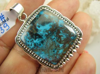 bwe3139 Cudowne barwy RZADKOŚĆ Piękny WISIOR naturalna CHRYZOKOLA I AZURYT orientalne Srebro 925 #