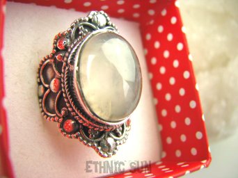 bpe6559 Biżuteria Orientalna !!!! Pierścień KWARC Różowy Kamień mocnego SERCA r.16 Srebro 925 #