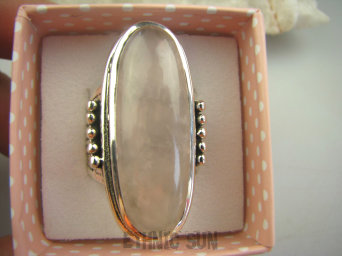 bpe4497 GRECKA BOGINI !!!! Cudowny Duży Długi 3.9 cm OKAZ Pierścień naturalny Kwarc Różowy r.21 Srebro 925 #