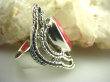 bpee2293 Ażurowy Labirynt !!!  DUŻY Pierścień Rubin Indyjski w ażurowej oprawie RUBINY r.16/ r.17 Srebro 925 # - 7