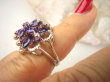 bpee4143 BOSKO PIĘKNA GWIAZDA WIECZORU Pierścień Pierścionek naturalne Ametysty, Ametyst oraz Cyrkonie r.12 mały rozmiar  SREBRO RODOWANE 925 # - 5