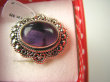 bpe6806 PIĘKNY EGZOTYCZNY Pierścień naturalny Fioletowy Ametyst - kamień mądrości r.21 Srebro 925 # - 5
