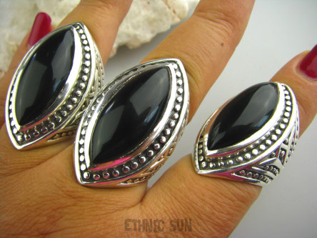 bpe3370 Niezwykły OLBRZYM MASYWNY 23 GRAMY !!!! Pierścień naturalny CZARNY ONYKS SERCE, EGZEMY,PAMIĘĆ r.21/ r.22 Srebro 925 #