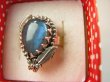 bpe9107 Śliczny Orientalny Pierścień Pierścionek Labradoryt Spektrolit - kamień Zorzy Polarnej r.14 Srebro 925 # - 2