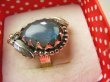 bpe9107 Śliczny Orientalny Pierścień Pierścionek Labradoryt Spektrolit - kamień Zorzy Polarnej r.14 Srebro 925 # - 5