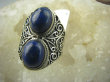 bpe6469 KSIĘŻNA Z EGIPTU  !!! Egzotyczny Masywny Pierścień granatowy Lapis Lazuli - strażnik prawdy i mądrości r.12/r.13 Mały Rozmiar Srebro 925 # - 5