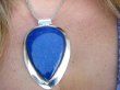 bwe3697 Woow LŚNIĄCA EGIPSKA BOGINI !!! OGROMNY Długi 8 cm/ 5cm  GIGANT 45 g!! Wisior z królewskim kamieniem LAPIS LAZULI strażnik prawdy i mądrości w klasycznej oprawie Srebro 925 # - 10