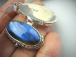 bwe2691 Duży Sekretnik MEDALION Na Zdjęcia lub Marzenia Piękny otwierany Wisior Granatowy Labradoryt Spektrolit kamień Zorzy Polarnej Srebro 925 # - 2