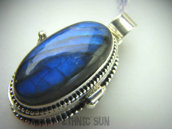 bwe2691 Duży Sekretnik MEDALION Na Zdjęcia lub Marzenia Piękny otwierany Wisior Granatowy Labradoryt Spektrolit kamień Zorzy Polarnej Srebro 925 #
