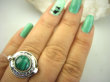 bpe8284 Biżuteria Orientalna !!! Otwierany Pierścionek Pierścień na Zdjęcia, Marzenia lub truciznę SEKRETNIK zielony Malachit r.17 Srebro 925 # - 5
