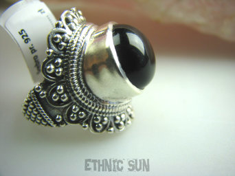 bpe4995 Śliczny Wysoki Pierścień KWARC DYMNY KAMIEŃ ANTYSTRESOWY I USPOKAJAJĄCY r.16/ r.17 Srebro 925 #