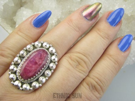 bpee4470 Przepiękny RUBINOWY OKAZ Pierścień Pierścionek Rubin Indyjski w orientalnej oprawie Rubiny r.17 Srebro 925 #