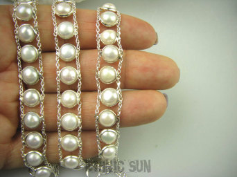 bb3011 Delikatna Bransoleta naturalna Perła Hodowlana 11 sztuk Perły Srebro 925 #