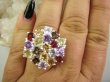 bpee4708 BOSKO PIĘKNY WIELOBARWNY Pierścień Pierścionek naturalny Cytryn, Ametyst, Blue Topaz, Granat, Kwarc Dymny r.18 SREBRO 925 # - 3