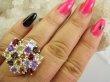 bpee4708 BOSKO PIĘKNY WIELOBARWNY Pierścień Pierścionek naturalny Cytryn, Ametyst, Blue Topaz, Granat, Kwarc Dymny r.18 SREBRO 925 # - 4