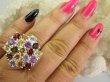 bpee4708 BOSKO PIĘKNY WIELOBARWNY Pierścień Pierścionek naturalny Cytryn, Ametyst, Blue Topaz, Granat, Kwarc Dymny r.18 SREBRO 925 # - 6