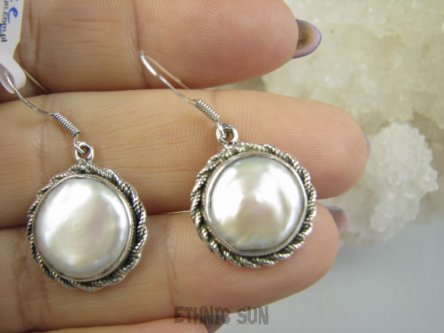 bkee1148 Przepiękne Kolczyki z DUŻYMI Perłami Duża Hodowlana Perła Biwa Perły - osteoporoza Srebro 925