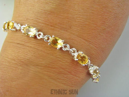 bb3841 ZŁOTA PIĘKNOŚĆ ! Delikatna Bransoleta Bransoletka ze złotymi Cytrynami szlifowane Cytryny 10 sztuk Srebro 925 #