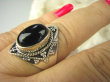 bpe6858 Śliczny Orientalny Delikatny Pierścień czarny ONYKS regeneruje SERCE, EGZEMY, PAMIĘĆ r.15 Srebro 925 - 5