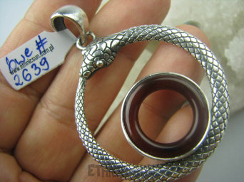 bwe2639 Cudowny duży 5,7 cm AMULET na Miłość i Pieniądze WĄŻ !! Wisior ze srebra czerwony Onyks - kamień zadaniowy , wspomaga serce , egzemy pamięć Srebro 925 #