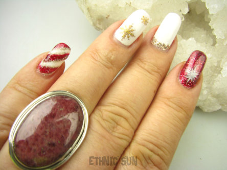 bpe8757 Klasyczny DUŻY OKAZ Pierścień 16G Pierścionek RODONIT - Niepokój, stres, bóle głowy, skurcze r.16/r.17 Srebro 925 #