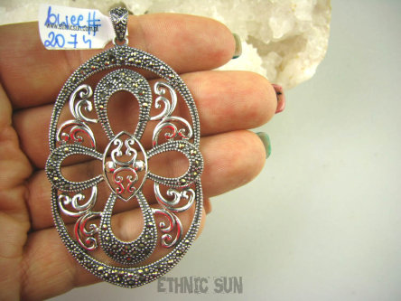 bwee2074 WOOW ogromny PRZEPIĘKNY Fantazyjny DUŻY  7 cm /4 cm Fenomenalny Wisior lśniące Markazyty Srebro 925 #