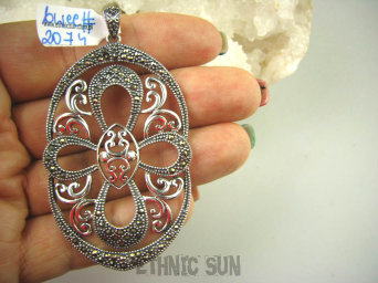 bwee2074 WOOW ogromny PRZEPIĘKNY Fantazyjny DUŻY  7 cm /4 cm Fenomenalny Wisior lśniące Markazyty Srebro 925 #