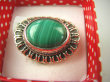 bpe6820 Oksydowany Melonik - Piękny Egzotyczny Pierścień zielony MALACHIT - pobudza kreatywność r.19 Srebro 925 # - 2
