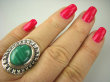 bpe6820 Oksydowany Melonik - Piękny Egzotyczny Pierścień zielony MALACHIT - pobudza kreatywność r.19 Srebro 925 # - 3