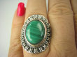 bpe6820 Oksydowany Melonik - Piękny Egzotyczny Pierścień zielony MALACHIT - pobudza kreatywność r.19 Srebro 925 # - 4