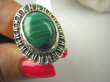 bpe6820 Oksydowany Melonik - Piękny Egzotyczny Pierścień zielony MALACHIT - pobudza kreatywność r.19 Srebro 925 # - 8