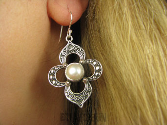 bkee947 Kunsztowne Egzotyczne DUŻE PIĘKNE Kolczyki naturalne białe Perły Hodowlane Srebro 925