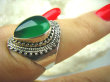 bpe5977 BIŻUTERIA EGZOTYCZNA !!! Przepiękny Delikatny Pierścień Zielony ONYKS - regeneruje SERCE, EGZEMY, PAMIĘĆ r.15 Srebro 925 - 6