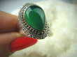 bpe5977 BIŻUTERIA EGZOTYCZNA !!! Przepiękny Delikatny Pierścień Zielony ONYKS - regeneruje SERCE, EGZEMY, PAMIĘĆ r.15 Srebro 925 - 5