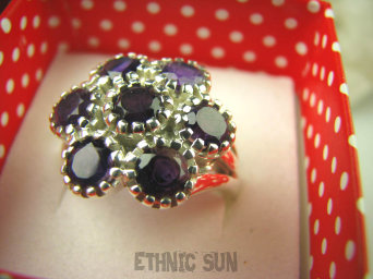 bpee3620 Olśniewająco Piękny Pierścień Intensywnie Fioletowe Ametysty - kamienie mądrości r.23 SREBRO 925 #