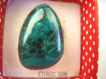 bpe8490 Klasyczny Niewiarygodnie piękny Pierścień Pierścionek AZURYT Z CHRYZOKOLĄ RZADKOŚĆ r.17 Srebro 925 #