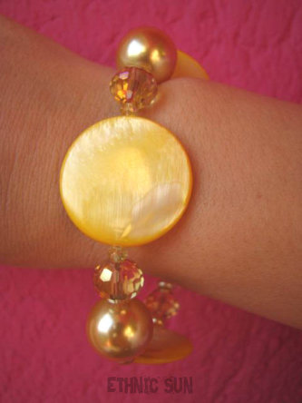 bb240 Złoty Skarb !!! Cudowna Bransoleta Macica Perłowa Muszla Sea Shell Perły Kryształki Srebro