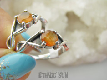 bpee4419 Delikatny śliczny Pierścień Pierścionek naturalny szlifowany Karneol r.15 Srebro 925