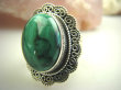 bpe4794 MALACHIT W KORONKACH !!!! Baśniowo Piękny DUŻY 3,1cm Pierścień z Malachitem MALACHIT r.19 Srebro 925 # - 8