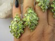 bpee4675 Woooow CACKO Genialny LUKSUSOWY Duży Długi 3.8cm Ażurowy Pierścień z Oliwinami Oliwin Perydot r.15 Srebro Rodowane 925 # - 6