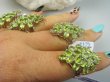 bpee4675 Woooow CACKO Genialny LUKSUSOWY Duży Długi 3.8cm Ażurowy Pierścień z Oliwinami Oliwin Perydot r.15 Srebro Rodowane 925 # - 8