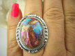 bpe7134 NIEZWYKŁA Wielobarwna Ostryga front 3,1cm Pierścień OSTRYGOWY TURKUS MIEDZIANY Turkus OSTRYGA Muszla złota MIEDZ r.18/ r.19 Srebro 925 # - 3