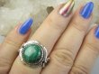 bpe9495 Biżuteria Egzotyczna !!! PIĘKNY PIERŚCIEŃ Pierścionek MALACHIT - pobudza kreatywność r.15 Srebro 925 # - 2