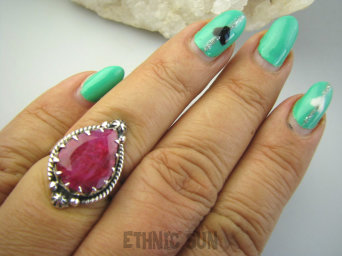 bpee4307 Czarodziejsko Piękny CUDOWNY Pierścień Pierścionek Rubin Indyjski w orientalnej oprawie Rubiny r.16 Srebro 925 #