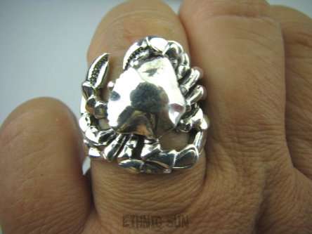 bpe6146 Przepiękny MASYWNY Duży Pierścień Morski KRAB cały ze srebra regulowany r.15, r.16, r.17, r.18 Srebro 925 #