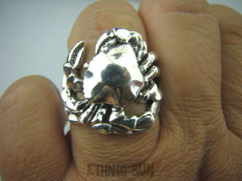 bpe6146 Przepiękny MASYWNY Duży Pierścień Morski KRAB cały ze srebra regulowany r.15, r.16, r.17, r.18 Srebro 925 #