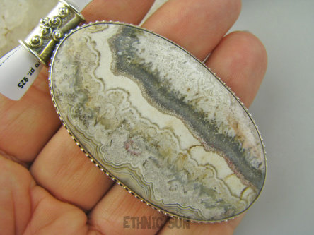 bwe3771 CUDOWNY Unikat OLBRZYM Duży Wisior Zawieszka 6.6 cm i 29 gramów KOJĄCA moc natury JASPIS KRAJOBRAZOWY Srebro 925 #