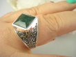 bpee4026 UNISEX DUŻY MĘSKI lub damski SYGNET Pierścień Pierścionek Szmaragd Indyjski Szmaragdy r.29 DUŻY ROZMIAR Srebro 925 # - 3